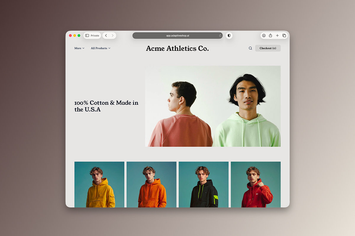 AdaptiveShop homepage hero