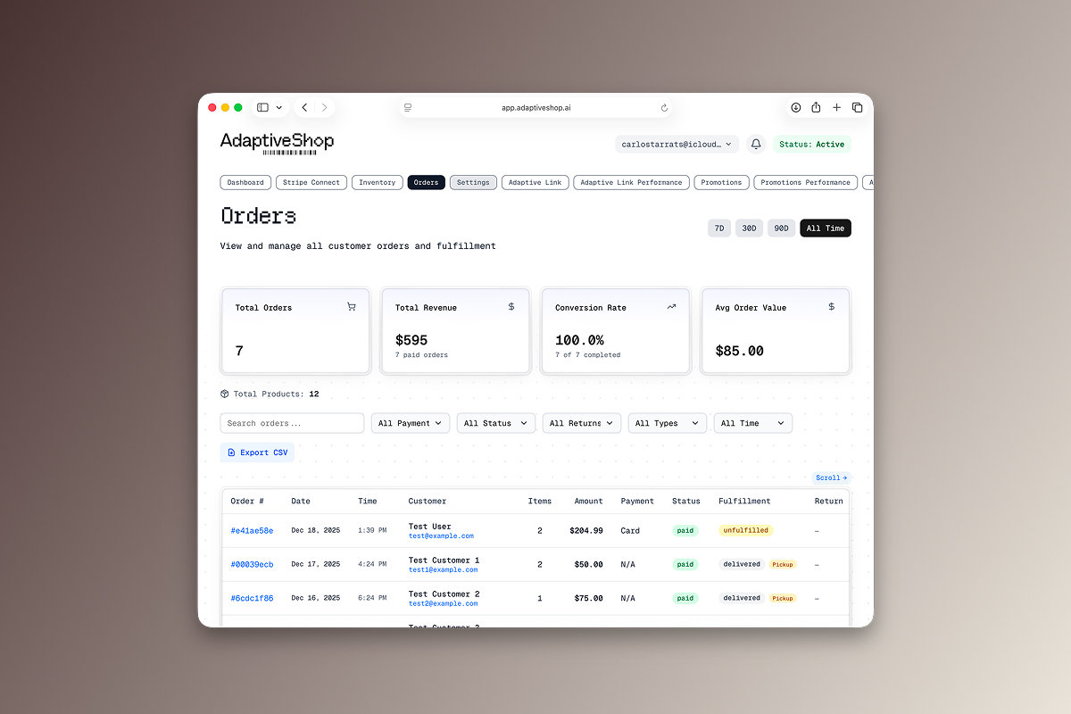 AdaptiveShop product catalog