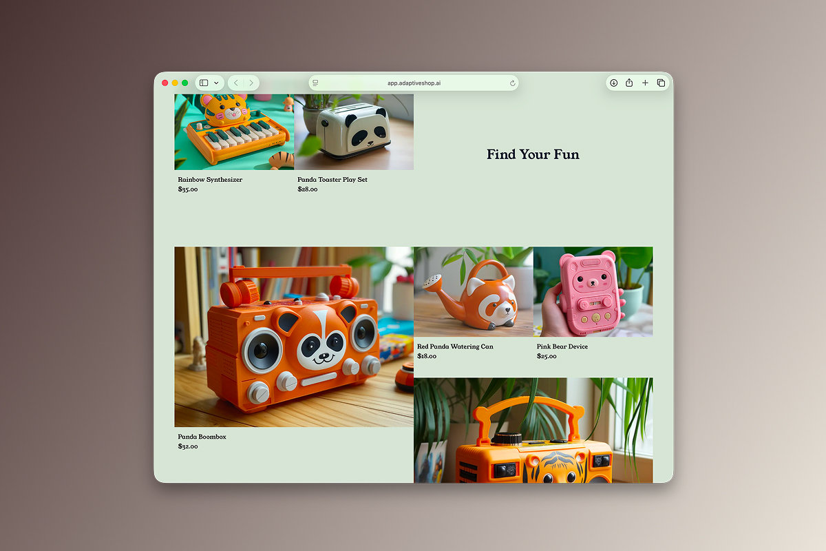 AdaptiveShop interface
