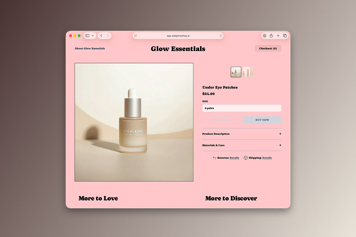AdaptiveShop interface