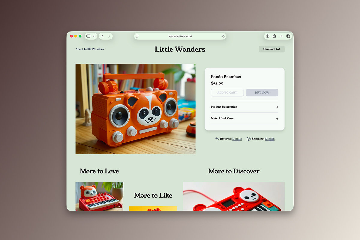 AdaptiveShop interface