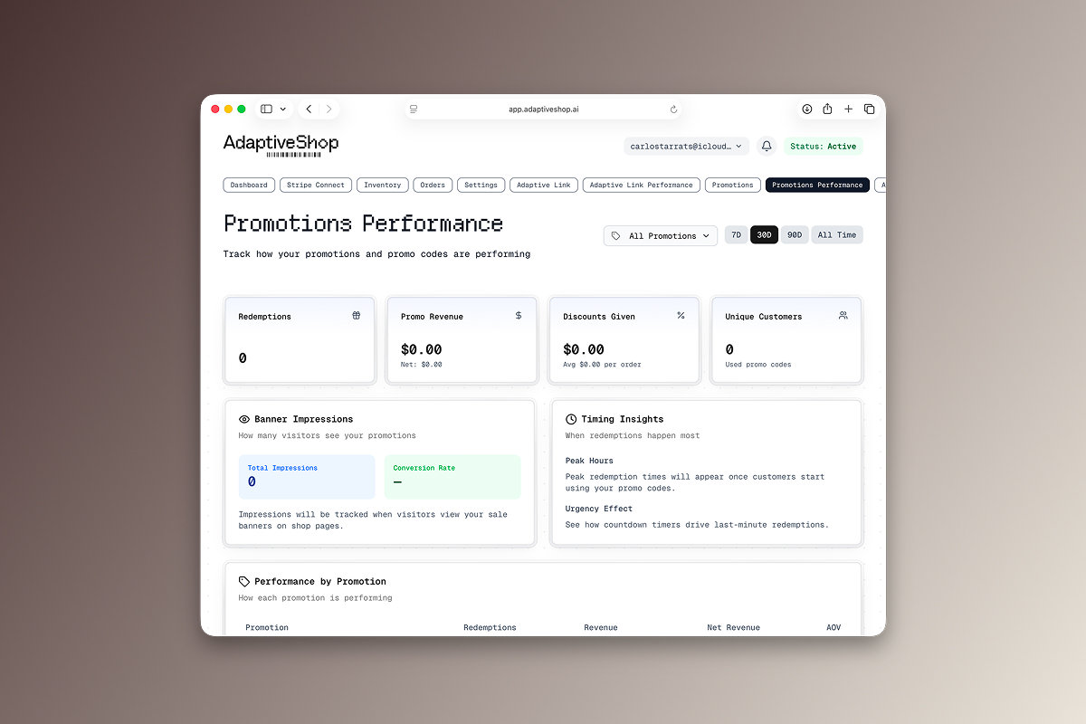 AdaptiveShop interface