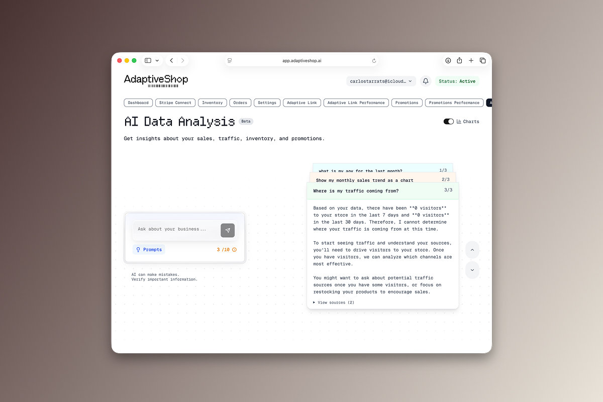 AdaptiveShop interface