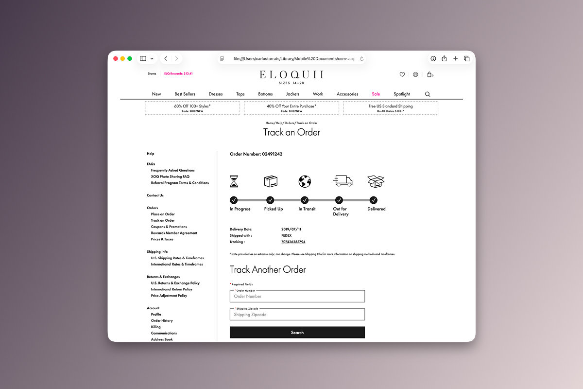 ELOQUII mobile experience