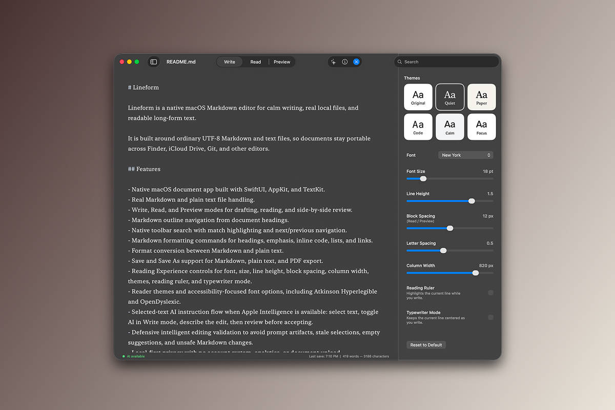 Lineform search with match navigation